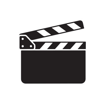 Movie clapperboard or film clapboard line art vector icon for video apps and websites