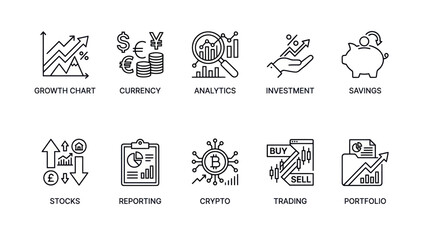 Fototapeta premium Business Data Analytics and Financial Portfolio Reporting Icons