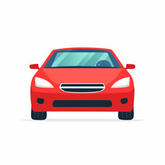 Fototapeta premium Red Sedan Car Front View