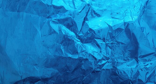 Blue metallic foil paper texture background with smooth glossy finish