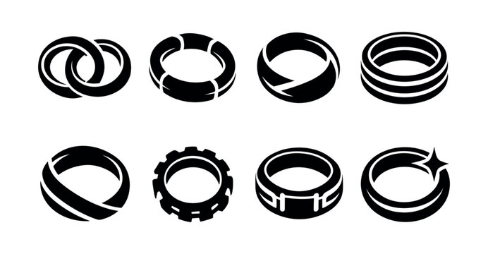 Collection of abstract circular and ring-shaped graphic design elements