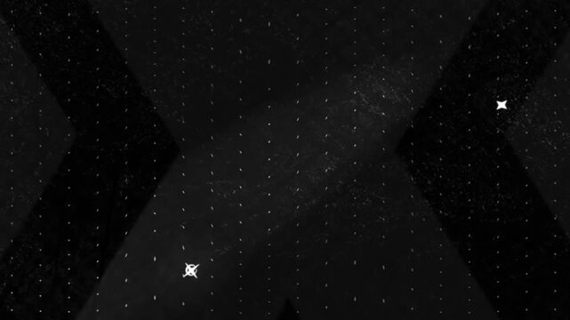 Faint starfield starting starburst central symbol forming spinning 3 cyan beams showing X chevrons