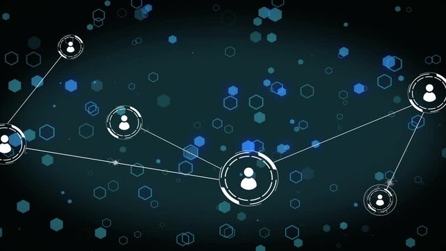 Central node appearing, sending pulsing lines with rings pulsing, pulling nodes inward, forming web