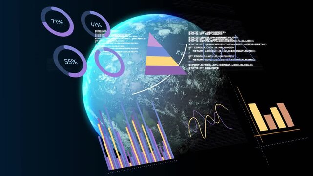 Progress rings fading in, starting globe rotating, HUD panels sliding and updating global metrics