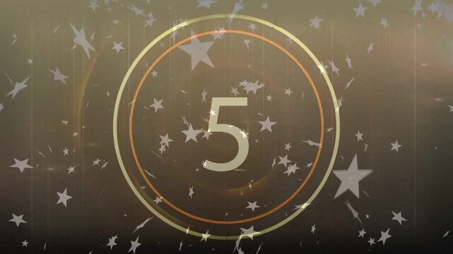 Countdown graphic counting from 10 to 1 on play, rings pulsing and stars drifting, signaling start