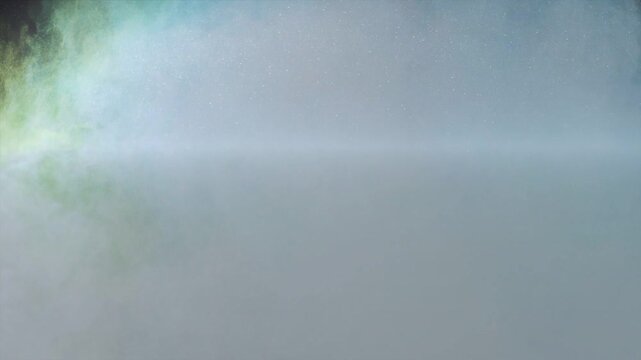 Cyan burst starting bright countdown digit, counting down per second, glitching clouds toward 1