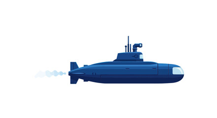 Modern Blue Submarine Sailing on White Background © zebra
