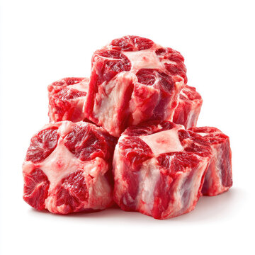 Stacked raw oxtail cuts with bone marrow cross‑sections