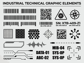 Naklejka premium Industrial technical graphic elements displayed on a clean surface