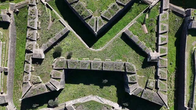 Low Drone Flyover Above Forte da Gra&ccedil;a Revealing Fortress Structure