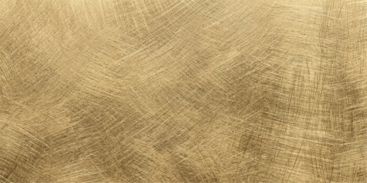A close-up macro shot reveals the textured surface of brushed brass metal, showcasing its warm golden hue and intricate linear patterns created by the finishing process.