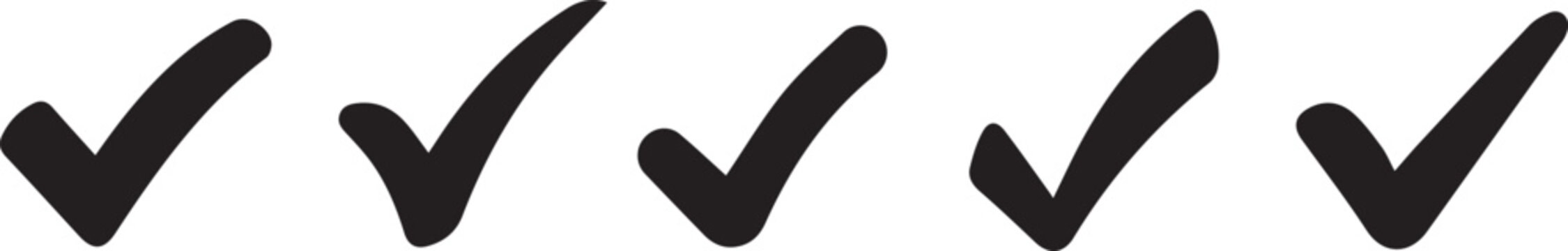 checkmark tick icon set bold and minimal flat design for task approval confirmation and form validation ui app