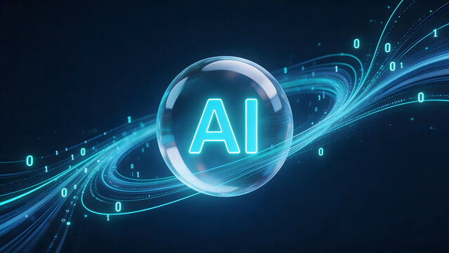 AI technology concept with binary code