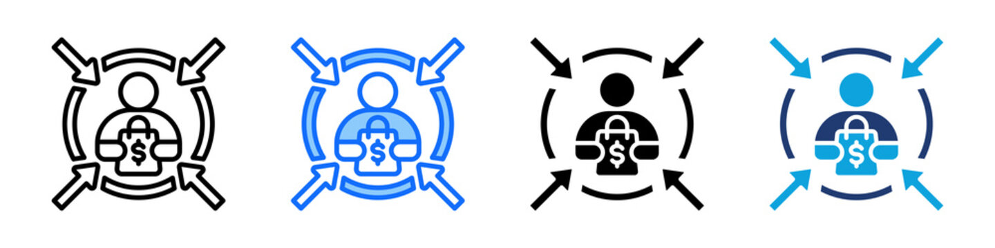 Customer Focus Icon Set Multi Style Vector Illustration