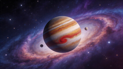 Obraz premium Jupiter with moons in space