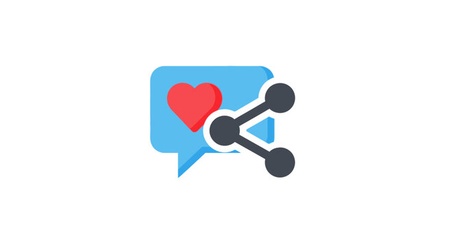 Social media sharing symbol with heart.