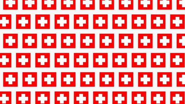 Switzerland Flag Seamless Pattern Background - 4K Square Swiss Symbol Loop