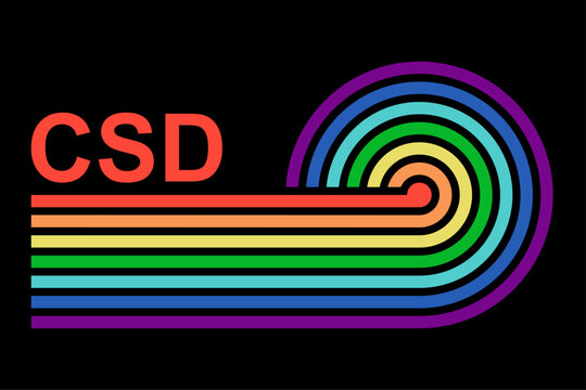 CSD-Retro-Design auf Schwarz &ndash; Abstrakte Pride Grafik f&uuml;r Vielfalt und queery Community
