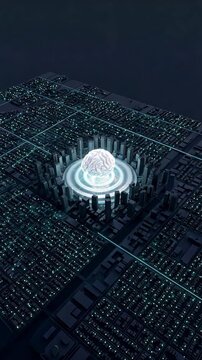A virtual power plant Metropolitan landscape with AI brain orchestrating battery nodes, smart grid monitoring, vpp