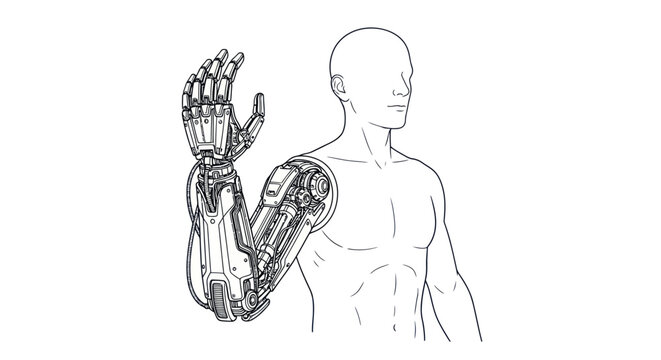 Robotic Arm Humanoid Vector Illustration