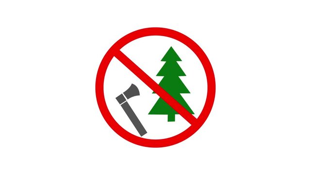 Don't Cut the Tree Campaign Video Perfect for Education. tree no cut icon animation. 4k video motion  graphic animation .