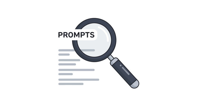 AI Prompt Engineering and Optimization Concept Vector Illustration with Magnifying Glass