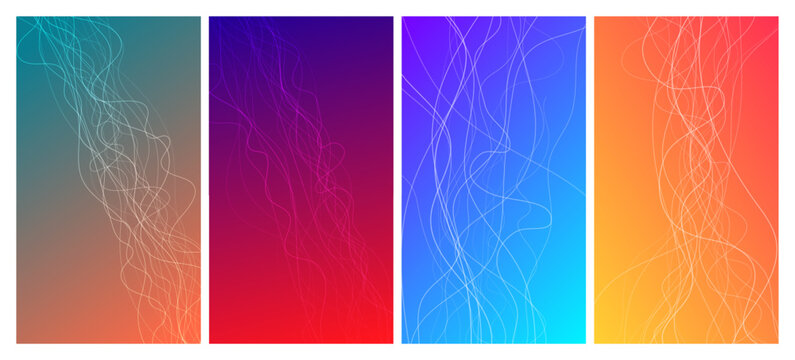 Set of abstract gradient backgrounds with wave beams