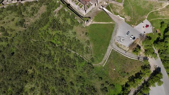 Low Drone Flyover Above Forte da Gra&ccedil;a Revealing Fortress Structure