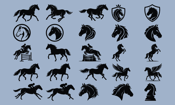 set of hourse silhouettes.