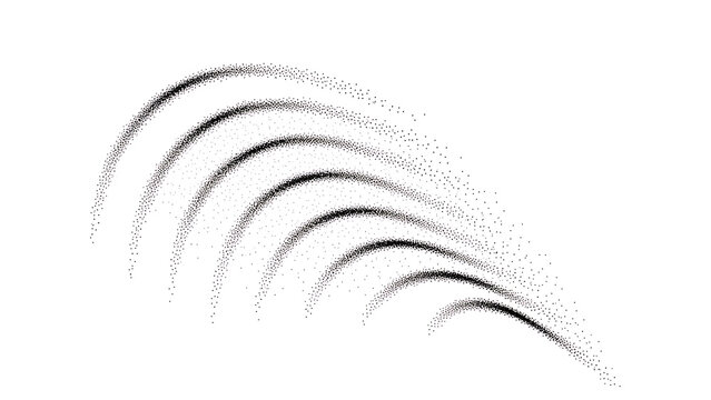 Black dotwork arcs isolated on a transparent background
