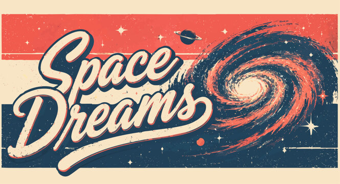 Space Dreams Galaxy Vintage Retro T-Shirt Design