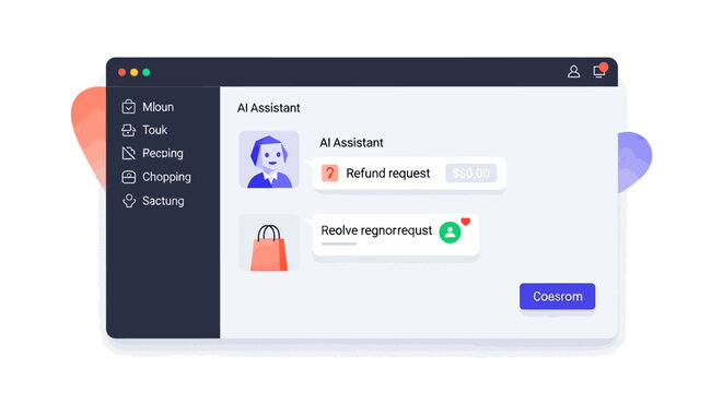 AI Assistant Chatbot Dashboard UI Design for E-commerce Customer Support and Automated Refund Requests