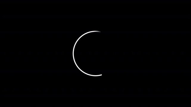 Rotating white circular loading icon on black background