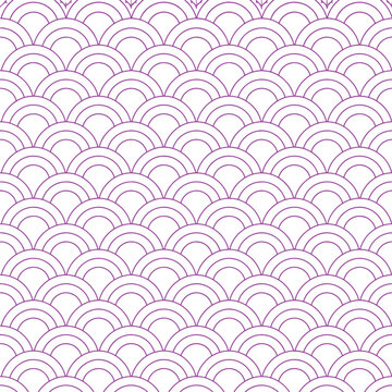 Seamless stacked arc pattern minimal geometric semicircle line art repeating vector background
