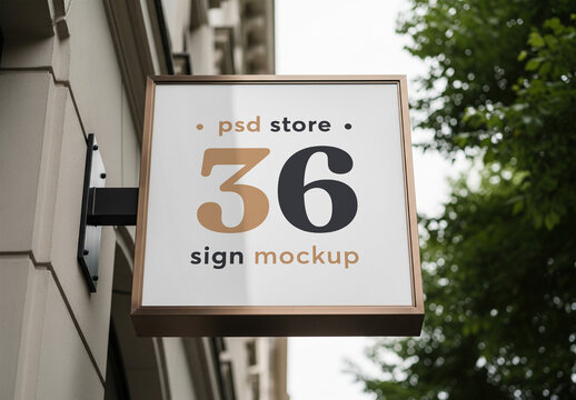 Outdoor store sign mockup