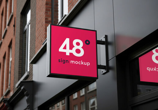 Outdoor store sign mockup