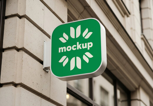 Outdoor store sign mockup