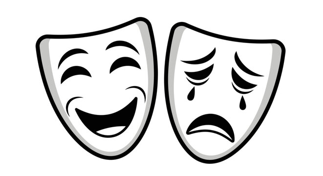 Comedy and Tragedy Theater Masks Vector Illustration