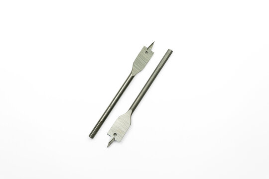Wood spade drill bits isolated on transparent background, construction drilling tools cutout