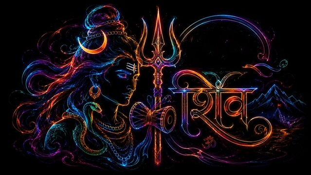  Shiva's line arta work trident and energy