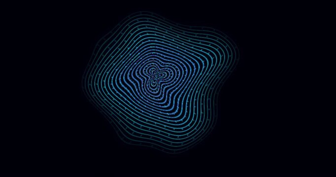 Abstract Glowing Geometric Shape Morphing and Pulsing in Dark Space.