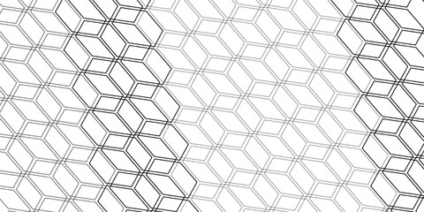 Obraz premium Monochrome Isometric Cube Pattern Seamless Geometric Background With Optical Illusion Lines