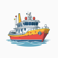 Fototapeta premium Cartoon Tugboat Illustration