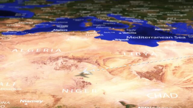 Flight From Ashgabat Turkmenistan to Banjul GAMBIA with flag pins