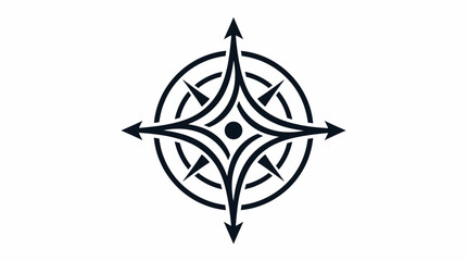 Fototapeta premium A stylized black compass rose symbol.
