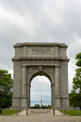 Fototapeta premium Stone National Memorial Arch at Valley Forge National Historical Park, commemorating the Continental Army’s winter encampment during the American Revolution.