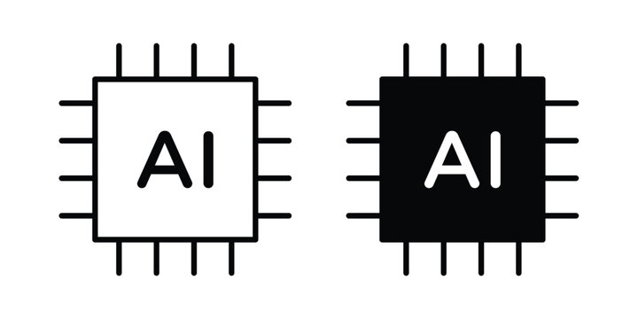AI chip icon for apps and websites. Vector symbols
