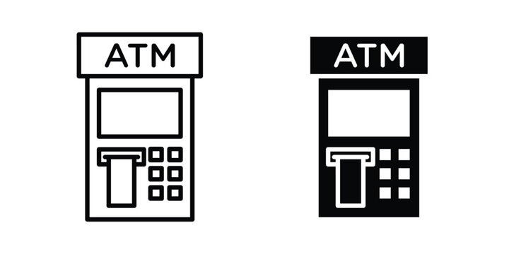 Atm icon for apps and websites. Vector symbols