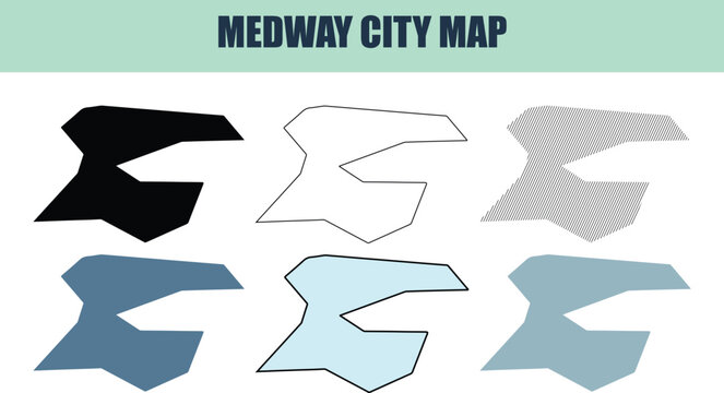 Medway City Map outlines in various styles on a white background with a green header