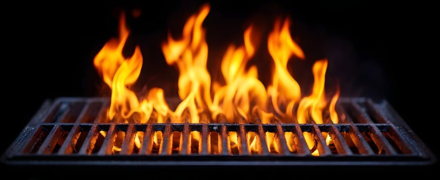 The grill&sbquo;&Auml;&ocirc;s roaring flames dance like fire sprites over the sizzling metal grate.